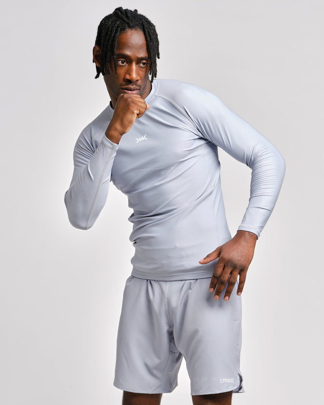 Rashguard Caged Tactical Manga Larga – Gunmetal Grey