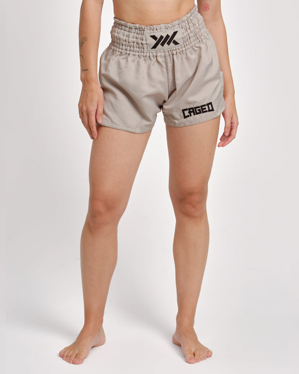 Caged Muay Thai shorts Classic – Lys grå/sort