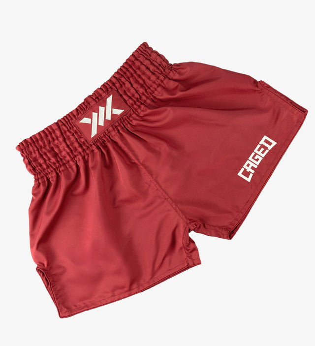 Caged Muay-Thai-Shorts Classic – Rot/Weiß Damen