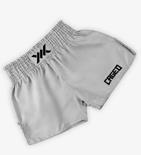 Caged Muay Thai Shorts Classic - Licht Grijs/Zwart vrouw