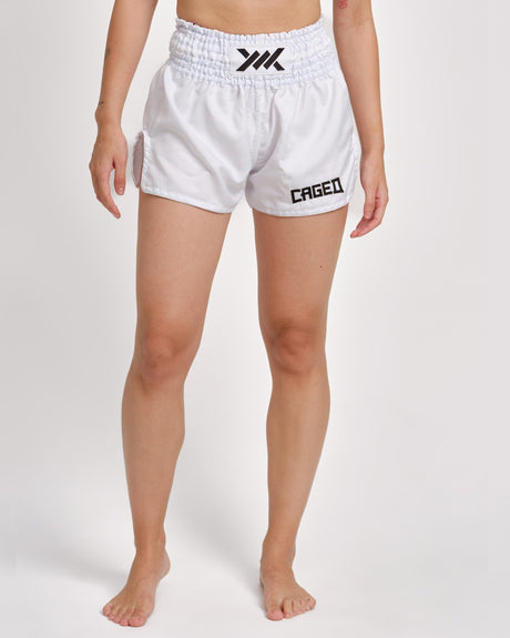 Caged Classic Muay Thai Shorts – White