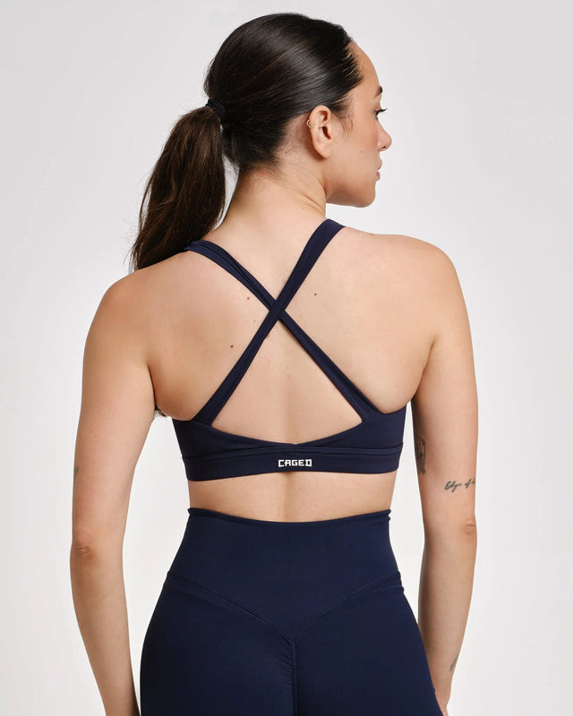 Caged Essential Sports-bh - Navy Blå