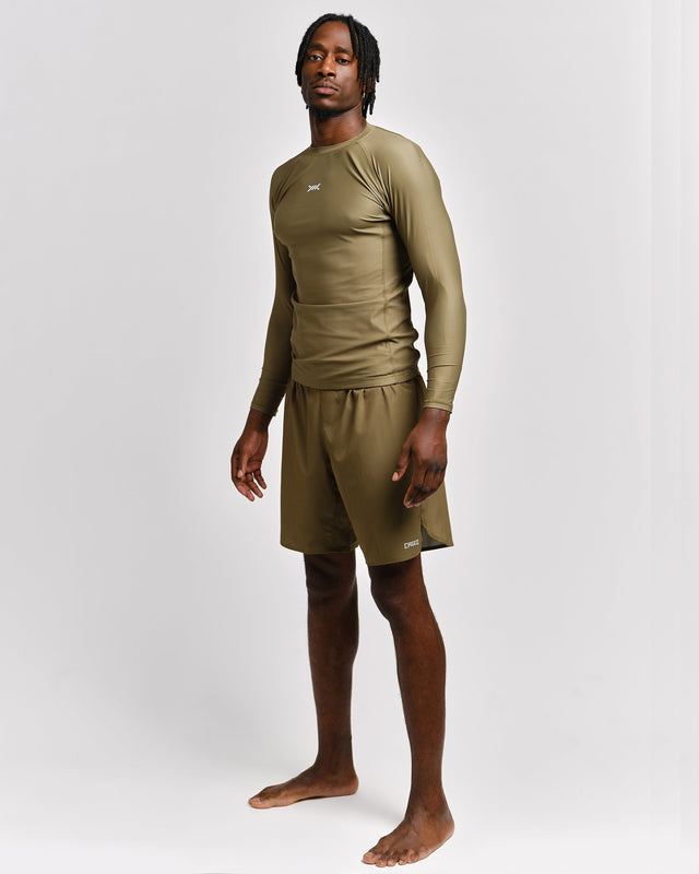 Rashguard Caged Tactical Maniche Lunghe – Verde Militare