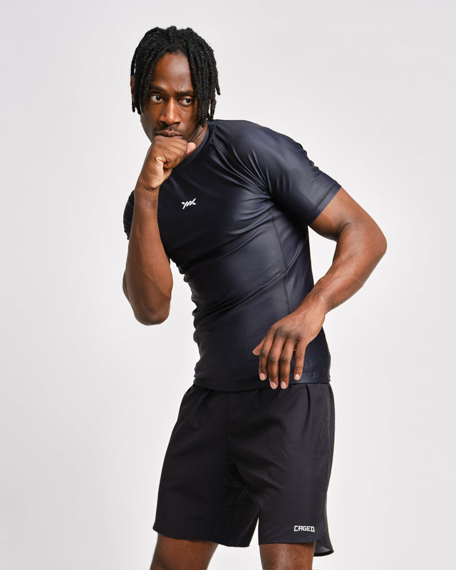 Caged Rashguard Tactical Short Sleeve - Black