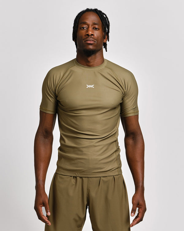 Caged Rashguard Tactical Short Sleeve - Army Green