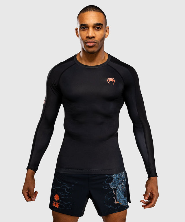 Venum Rashguard Thunder Dragon Långärmad – Svart/Grå/Koppar