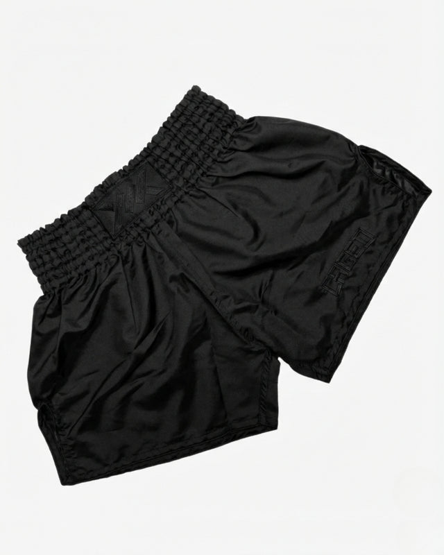 Caged Muay-Thai-Shorts Classic – Schwarz/Schwarz