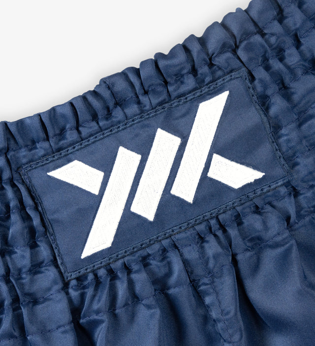 Muay Thai trenky Caged Classic – Tmavě modré/Bílé