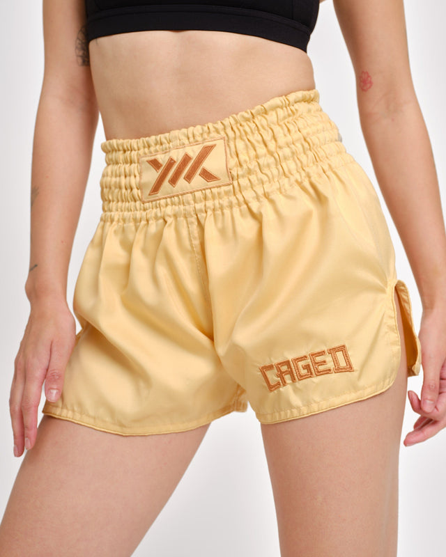 Calções de Muay Thai Caged Classic – Pêssego para mulher