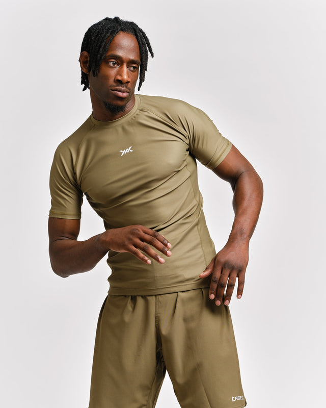 Caged Rashguard Tactical Kurzarm – Armeegreen