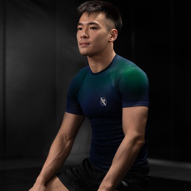 Rashguard Hayabusa Fusion Manches Courtes – Bleu/Vert