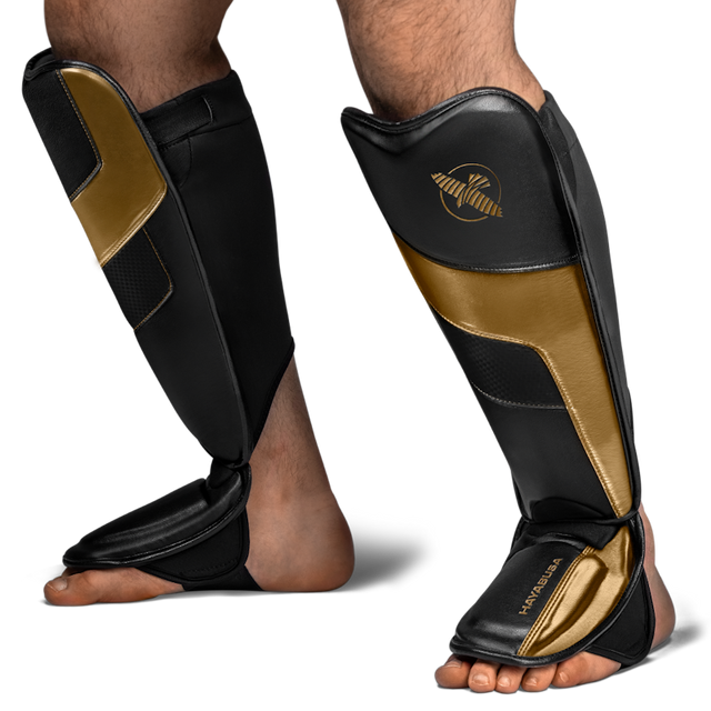 Hayabusa Skinnebensbeskyttere T3 Full - Sort/Guld