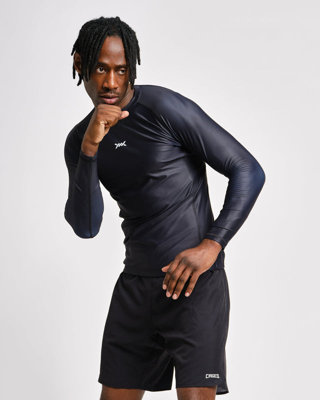 Caged Rashguard Tactical Long Sleeve - Black