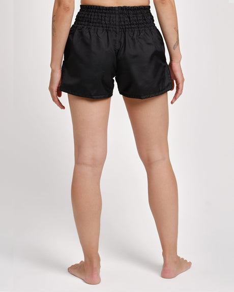 Pantaloni scurți Muay Thai Caged Classic – Negru/Negru femei