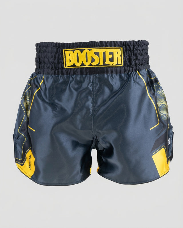 Pantaloncini Muay Thai Booster BFG Ignite – Blu navy/Giallo