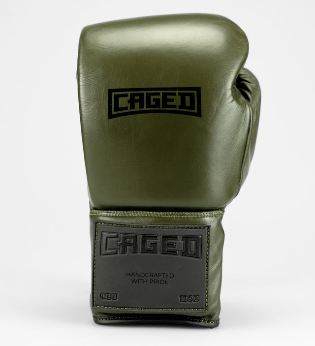 Gants de boxe Caged X Series à lacets – Kaki/Noir