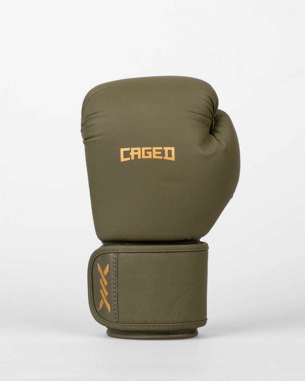 Caged Boxhandschuhe Spark Kinder – Khaki Grün/Gold