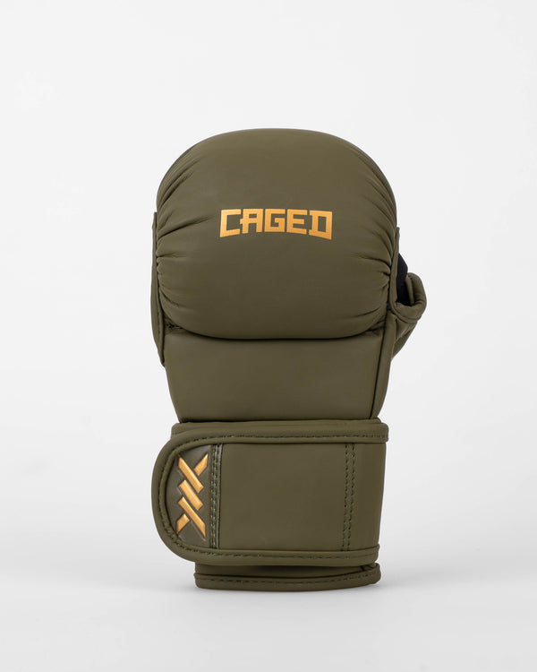 Caged MMA sparringhandskar Shadow – Khaki grön/guld