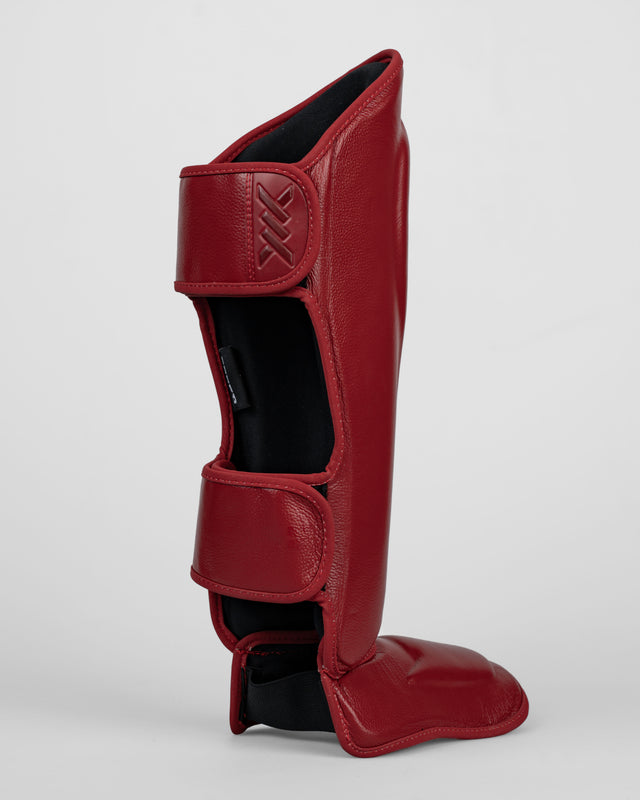 Caged Shin Guards 'X' Series - Bordeaux Red