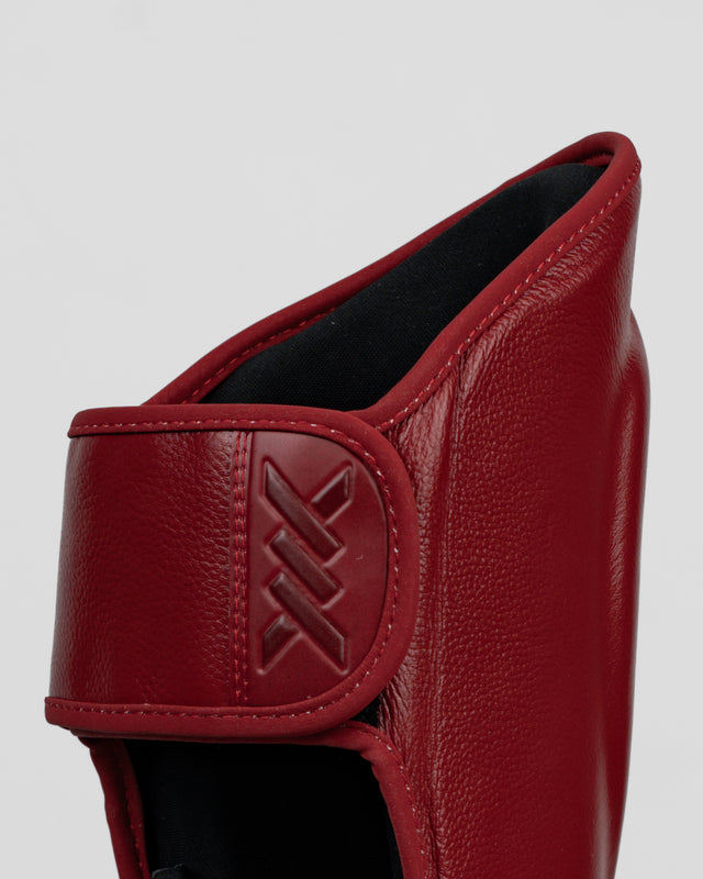Caged Shin Guards 'X' Series - Bordeaux Red