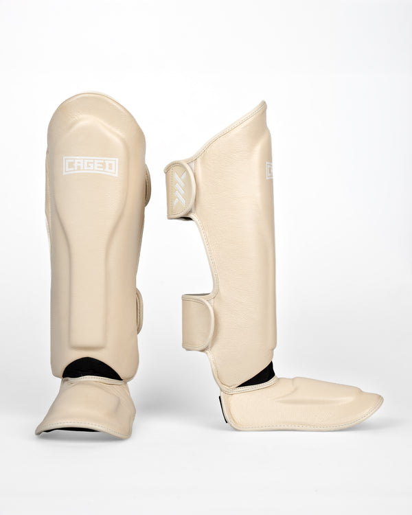 Caged Shin Guards 'X' Series - Cream White