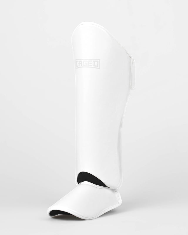 Caged Shadow Shin Guards - White/White