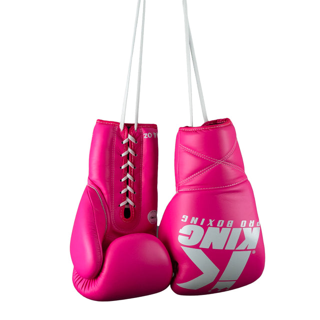 Gants de boxe King Pro Boxing XK avec lacets – Rose/Blanc