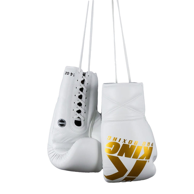 Gants de boxe King Pro Boxing XK avec lacets – Blanc/Or