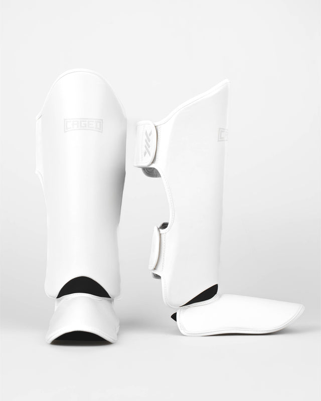 Caged Shadow Shin Guards - White/White