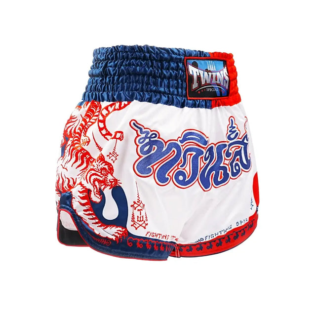Twins Muay Thai Shorts TTBL Yant - Wit/Blauw/Rood