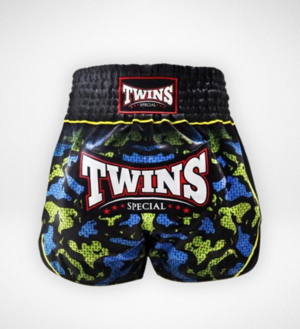 Twins Muay-Thai-Shorts TTBL Atlas – Schwarz/Grün/Blau