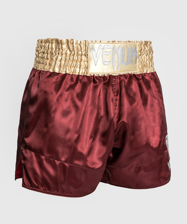 Calções de kickboxing Venum Classic 2.0 – Vermelho Bordeaux/Ouro/Branco