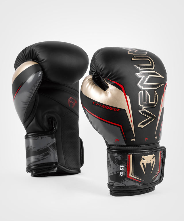 Gants de boxe Venum Elite Evo – Noir/Or/Rouge