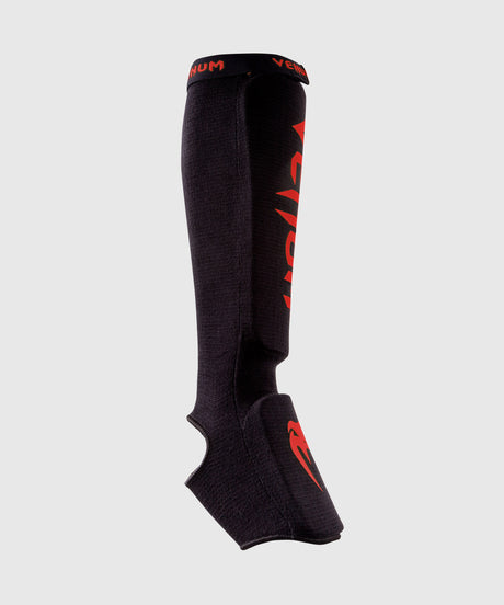 Caneleiras de kickboxing Venum Kontact – Preto/Vermelho