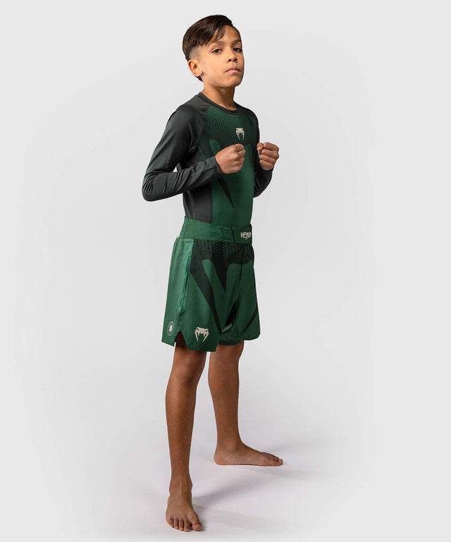 Pantaloni scurți MMA Venum Attack – Copii – Verde/Alb Rupt