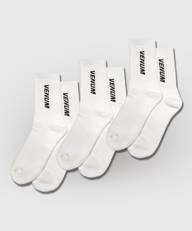Venum Essential Crew Socks - White - 3-Pack