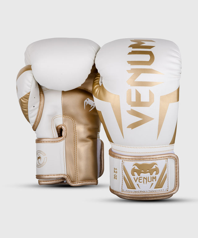 Boxerské rukavice Venum Elite – Bílé/Zlaté
