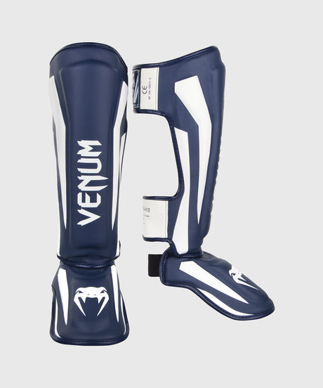 Protège-tibias Venum Elite – Bleu marine/Blanc