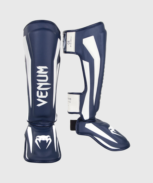 Caneleiras de kickboxing Venum Elite – Azul-marinho/Branco