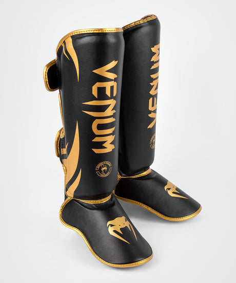 Caneleiras de kickboxing Venum Challenger – Preto/Ouro