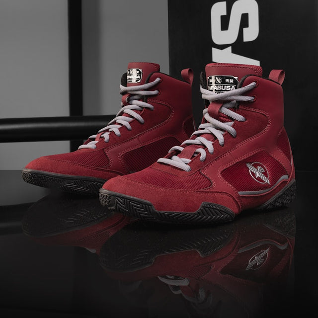 Botas de boxe Hayabusa Pro – Bordô/Cinzento