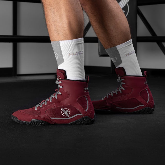 Botas de boxe Hayabusa Pro – Bordô/Cinzento
