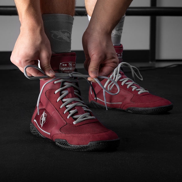 Botas de boxe Hayabusa Pro – Bordô/Cinzento