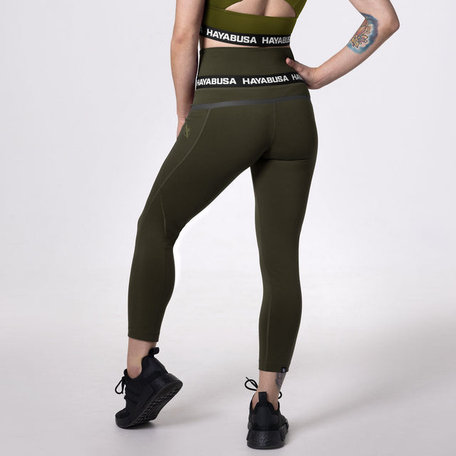Hayabusa Leggings High Rise 3/4 Dam - Olivgrön