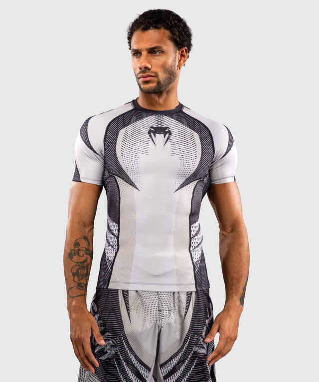 Venum Rashguard Galactic 3.0 Korte Mouwen - Offwhite/Zwart