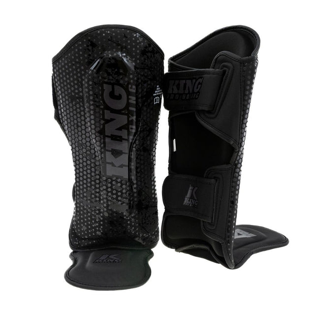 King Pro Boxing Schienbeinschoner Hexagon Kinder – Schwarz/Schwarz
