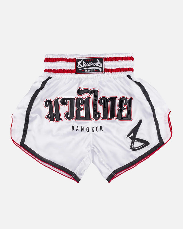 Shorts de Muay Thai 8 WEAPONS Bangkok – Blanc/Noir