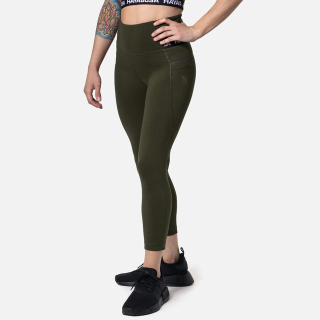 Hayabusa Leggings High Rise 3/4 Dam - Olivgrön