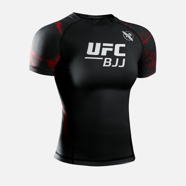 Hayabusa x UFC BJJ Rashguard Korte ærmer Dame - Sort/Rød