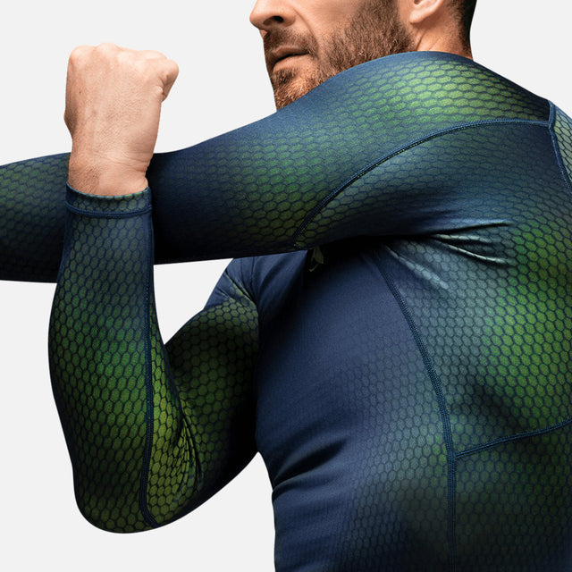 Hayabusa Rashguard Fusion Lange ærmer - Blå/Grøn